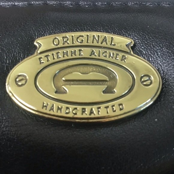 Vintage Designer Etienne Aigner Black Soft Leather Shoulder Handbag - Picture 2 of 8